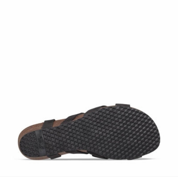 Women's Black Strappy Wedge Sandals - Picture 4 of 9